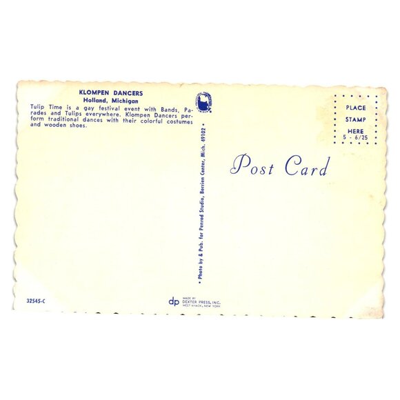 Vintage Klompen Dancers Postcard Holland MI Tulip Time Parade Festival Dexter - Picture 2 of 2
